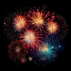 Fototapeta premium DIfferent colros and types of fireworks in the sky background