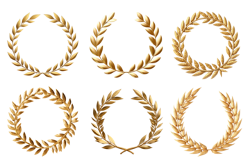 Award laurel wreath png element set, transparent background