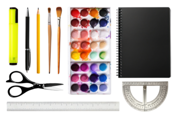 Art stationery png element set, transparent background