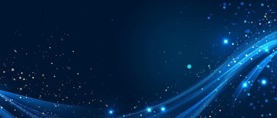 Obraz premium Abstract Blue Background With Glowing Lights And Energy Waves