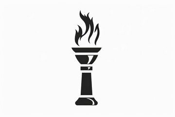 Fire torch black icon on a white background summer olympic games concept