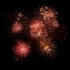 Fototapeta premium DIfferent colros and types of fireworks in the sky background
