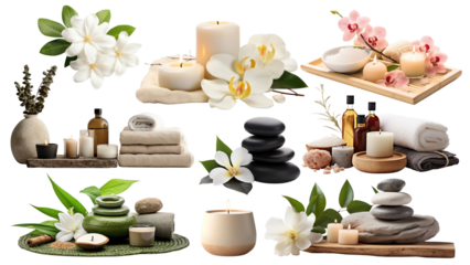 Spa png element set, transparent background