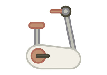 Bicicleta est&aacute;tica blanca y naranja en fondo blanco