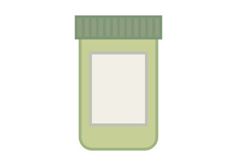 Bote verde de medicamento en fondo blanco