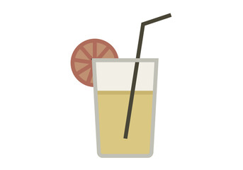Vasco de zumo tropical con rodaja de naranja
