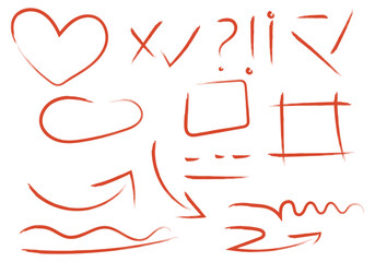 Hoja de iconos de trazado rojo para correcciones