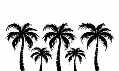 3 vector palm tree silhouettes