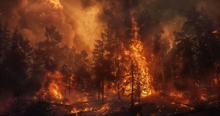 burning fire in the forest