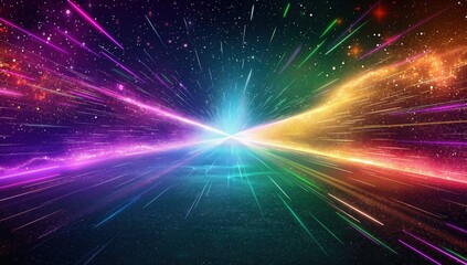 Obraz premium Abstract Digital Art Background with Multicolored Light Bursts