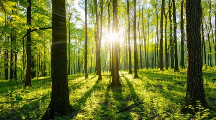 Fototapeta premium Sunlit Forest Landscape
