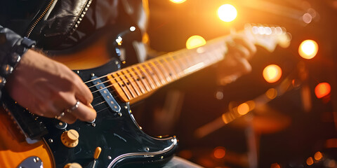 Fototapeta premium hand play electric guitar