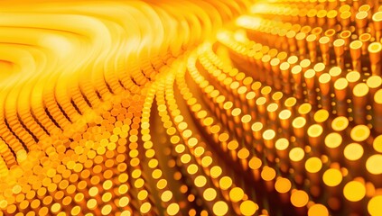 Naklejka premium Abstract Horizontal AI Generative Background Of Golden Dots