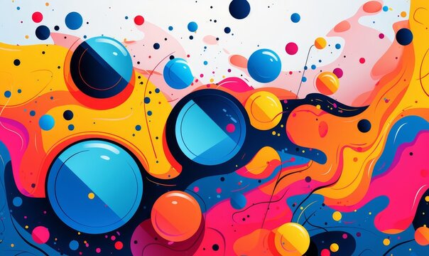colorful festive abstractions representing abstract celebration flat design front view joyous theme cartoon drawing Splitcomplementary color scheme
