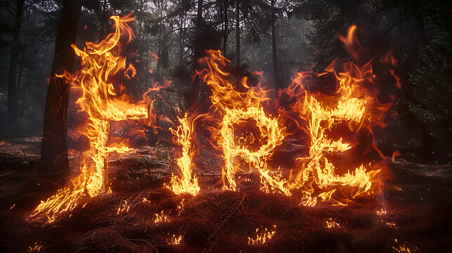 Word fire in flame