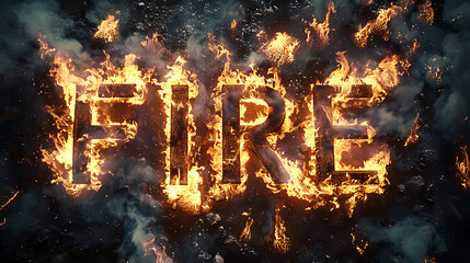 Word fire in flame