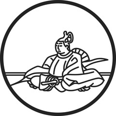 線画円形シンプル百人一首　藤原基俊