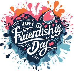 Obraz premium happy friendship day illustration design, typography t-shirt design 
