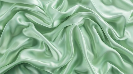 Fototapeta premium Green mint color silk material texture, colored print texture, texture for clothing materials