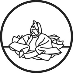 線画円形シンプル百人一首　崇徳院