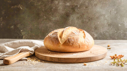 baked bread on the table, blurred background