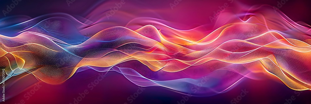Poster abstract background with colorful wavy lines and glowing effects