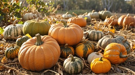 Pumpkins in a Field