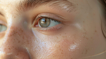 Close up of beautiful woman face with  perfect skin.