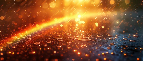 Obraz premium golden rain of color falls diagonally, parallel streaks shimmering across the canvas, abstract brilliance flooding the space, a cascade of radiant energy and light.