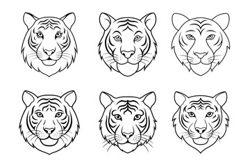 Tiger Head line art vector Illustration design.