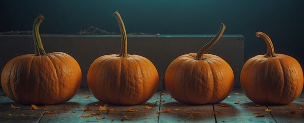 Pumpkins on a Dark Background