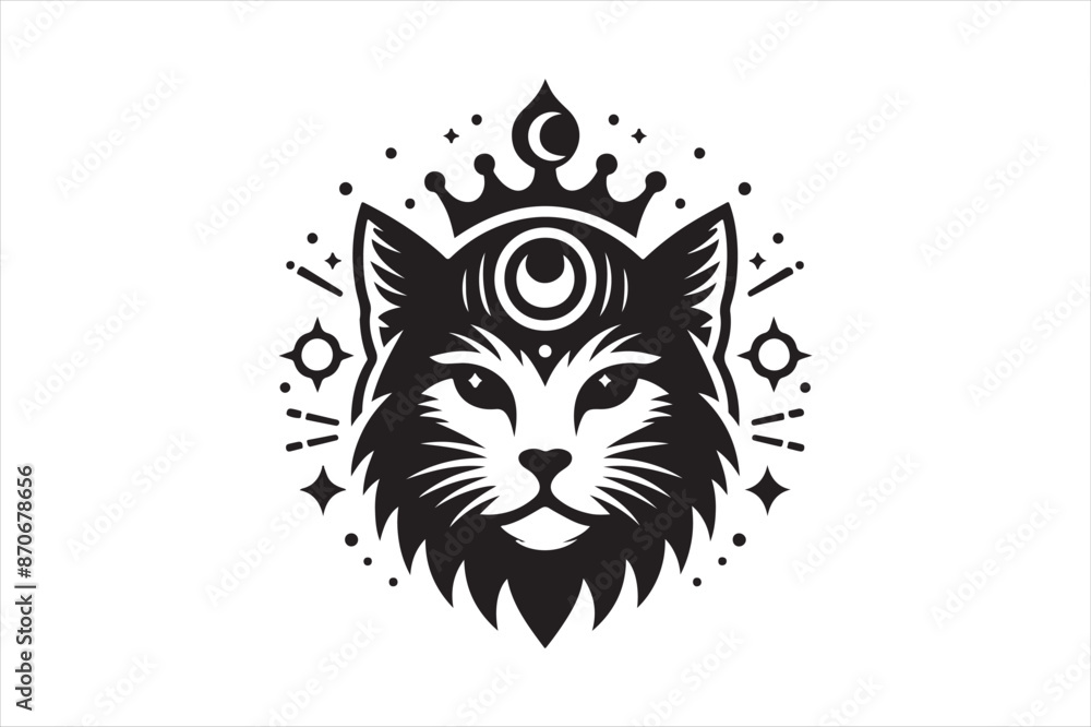 Sticker Cat head silhouette vector illustration