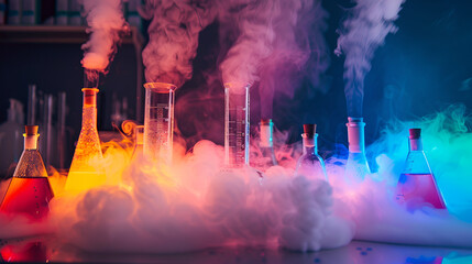 Colorful Laboratory of Innovative Ideas with Dry Ice