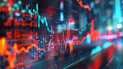 Graphic representation of stock prices akin to a heartbeat monitor, illustrating the pulse of the market.