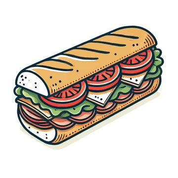 sub hoagie with an outline