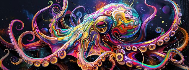 Cosmic Octopus in a Whirlwind of Colors