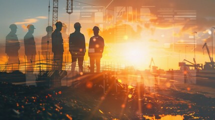 Civil engineers on a road construction supervision team actively overseeing and managing the construction of a new road.