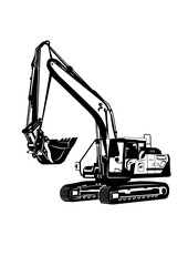 Excavator | Construction Vehicle | Machine Operator | Heavy Equipment | Contractor | Home Builder | Original Illustration | Vector and Clipart | Cutfifle and Stencil