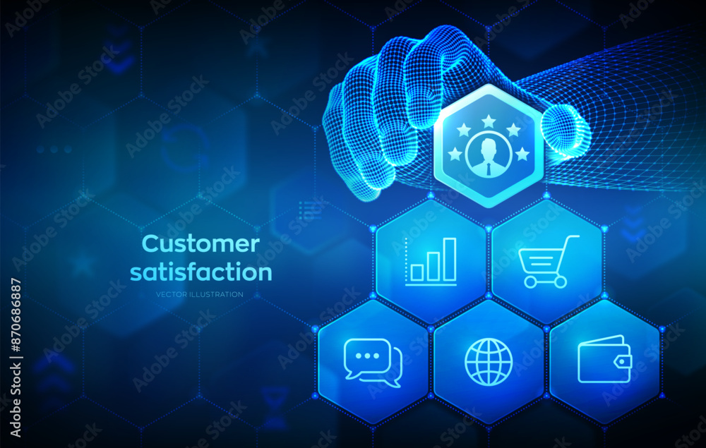 Poster customer satisfaction. customer survey and feedback analytics. using ai and automation technology in