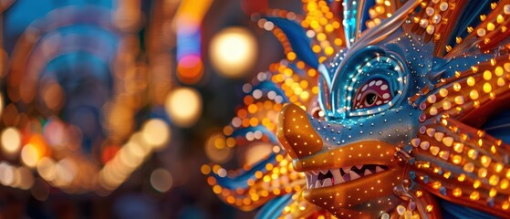 AIdriven parade floats animate with elemental spirits, creating a supernatural 4th of July procession that blends traditional festivity with cuttingedge holography, with copy space