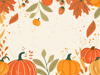 Autumn Harvest with Pumpkins and Fall Leaves