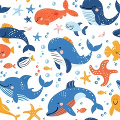 Enchanting Sea Creatures Seamless Pattern for Joyful Designs