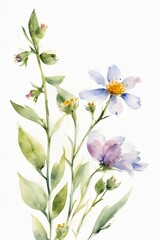 Fototapeta premium Minimalist Watercolor Wildflowers