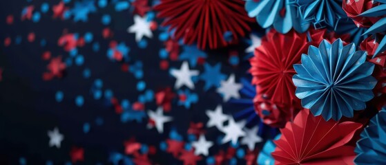 Obraz premium Enchanted 4th of July paper art decorations come to life with magical animations