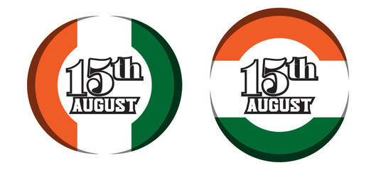 India Independence Day Badges - Celebrate 15th August with Pride, Elevate designs with this vector featuring four vibrant brush strokes