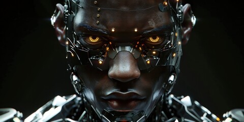 Cybernetic Man with Glowing Eyes