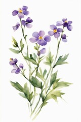Minimalist Watercolor Purple Wildflowers