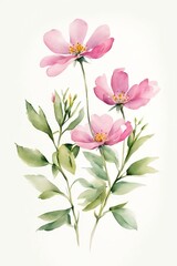 Obraz premium Minimalist Watercolor Pink Wildflowers