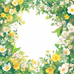 Obraz premium Bright Floral Border with Yellow and White Flowers