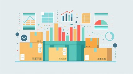 Fototapeta premium Workload trends, observing changes in supply chain management, flat design illustration